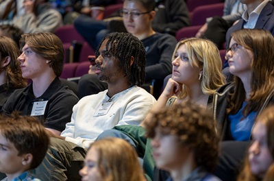 Students from Ridley High School listen to the lecture by Stuart H. Orkin, MD, winner of the Elaine Redding Brinster Prize.